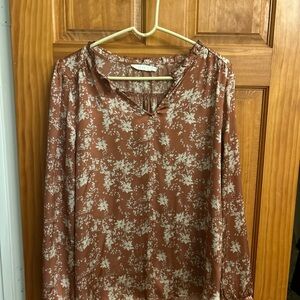 Lush Brown and Cream Floral Blouse